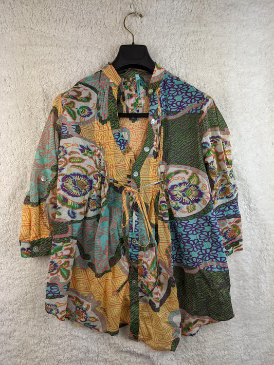 Front view of Fornarina multicolor bohemian blouse