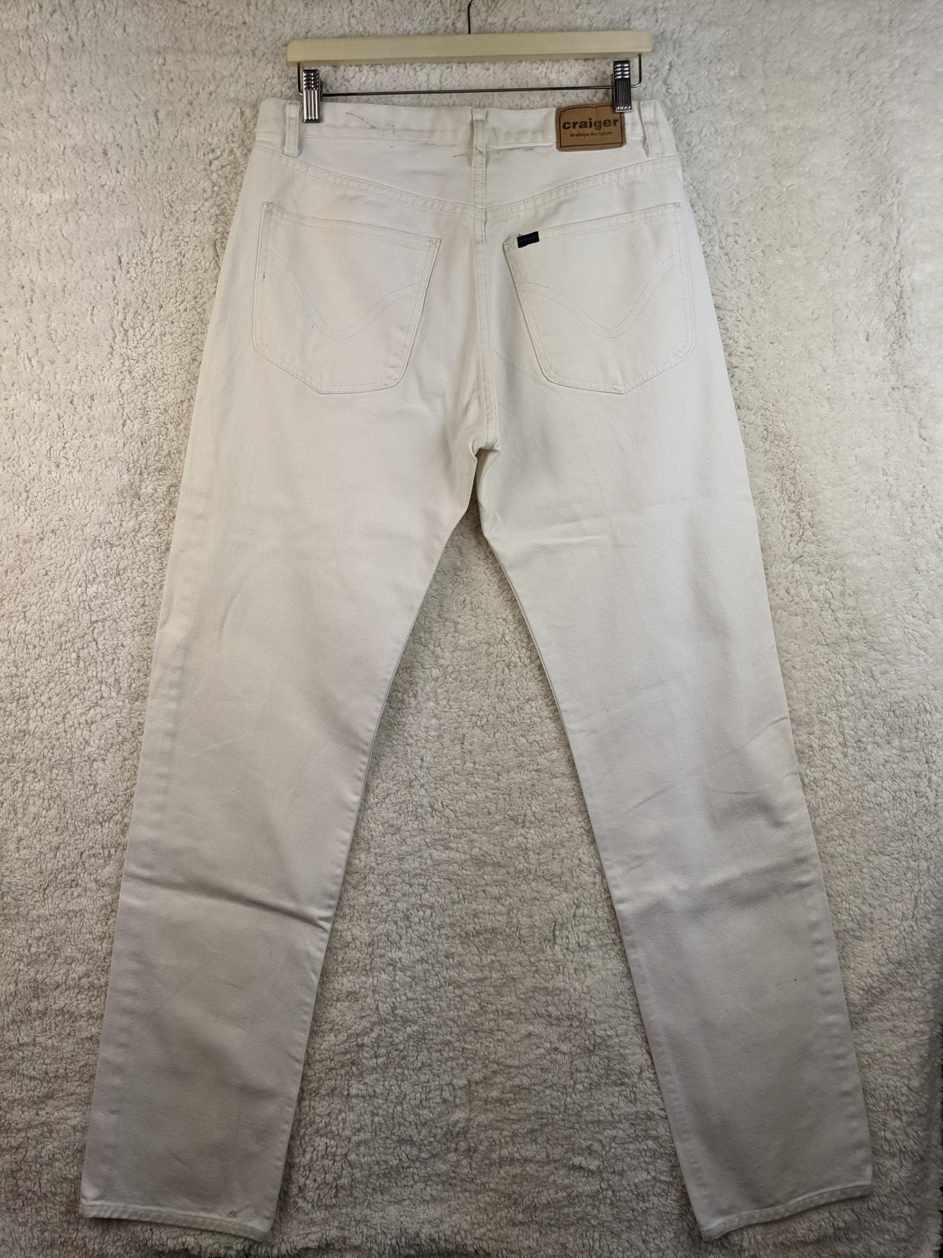 Back view of white denim jeans