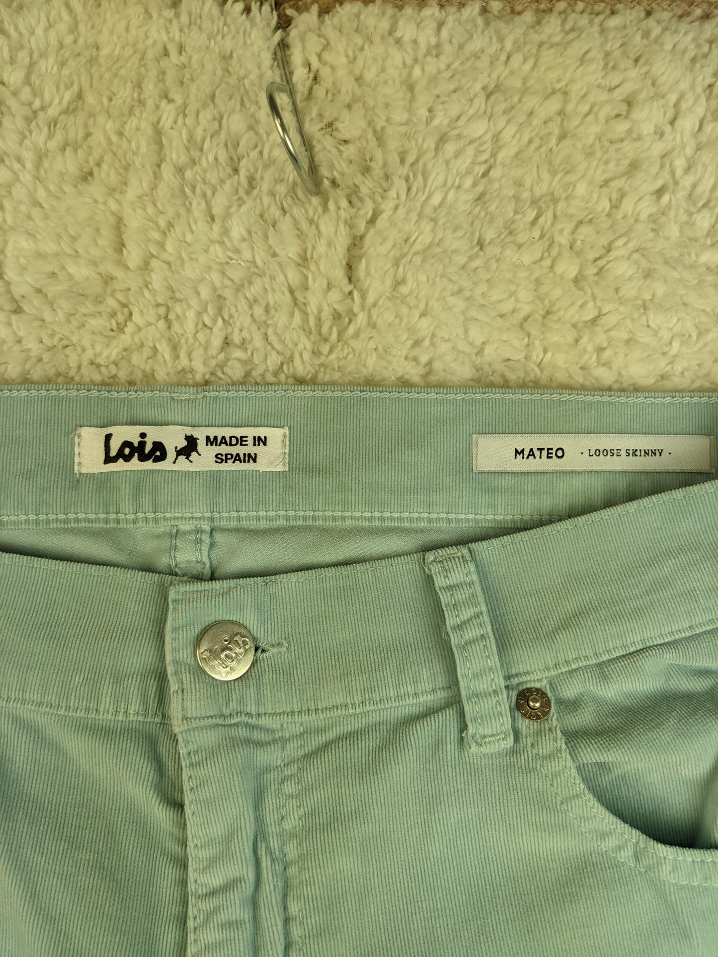 Close-up of Lois jeans label