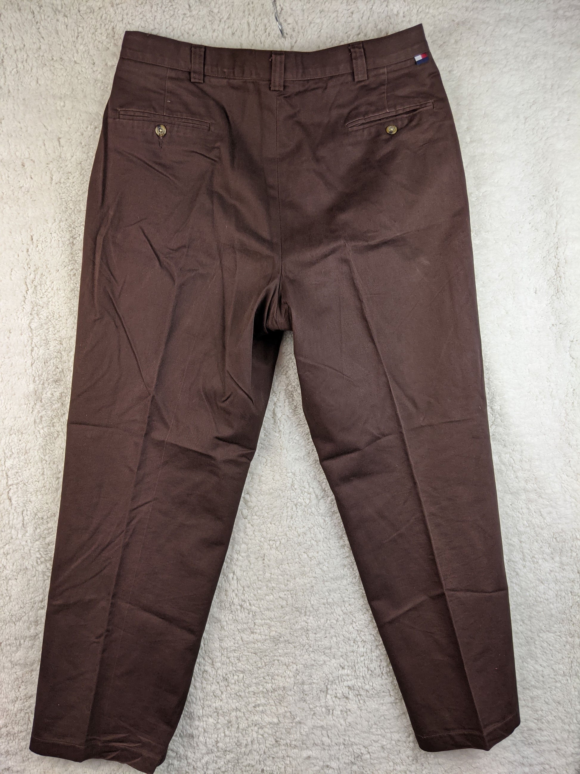 Back view of brown Tommy Hilfiger chino pants