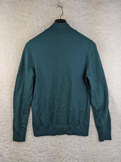 Green wool sweater back view