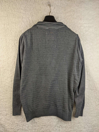 Back view of PME Legend grey ribbed knit sweater