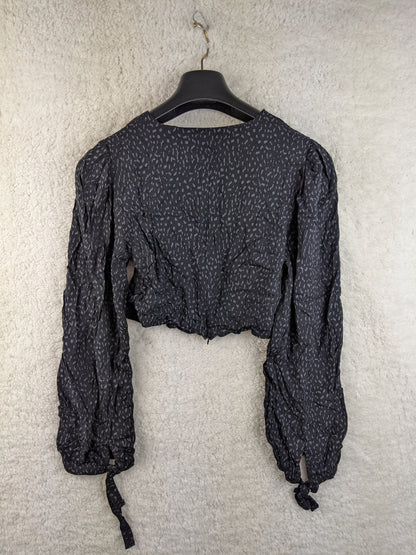 Back view of Trendyol black dotted blouse