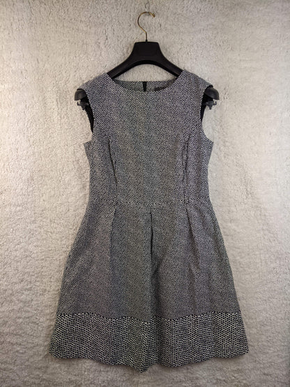 Front view of Esprit black and white polka dot dress