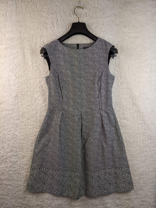 Front view of Esprit black and white polka dot dress