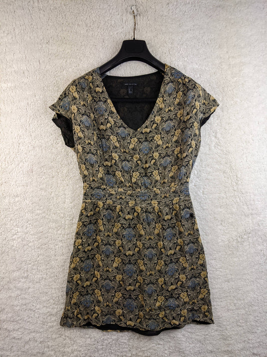 Front view of the vintage-style dress on a hanger