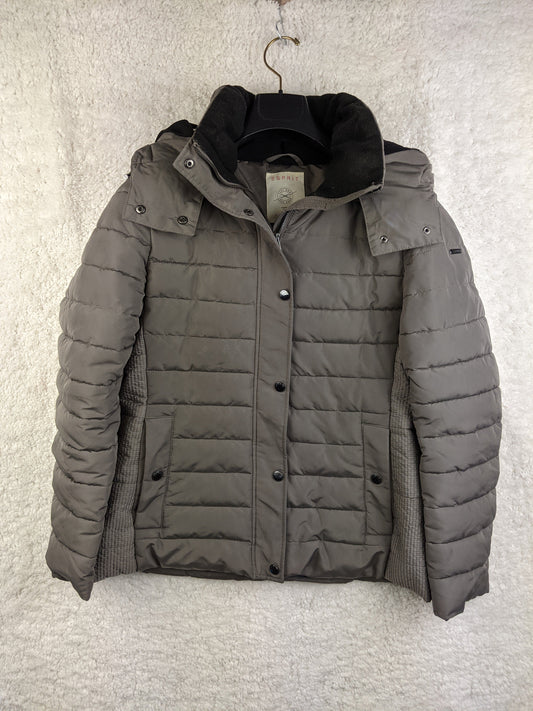 Front view of Esprit grey puffer jacket with hood
