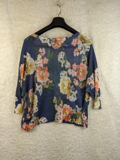 Back view of Miss Etam floral knit top