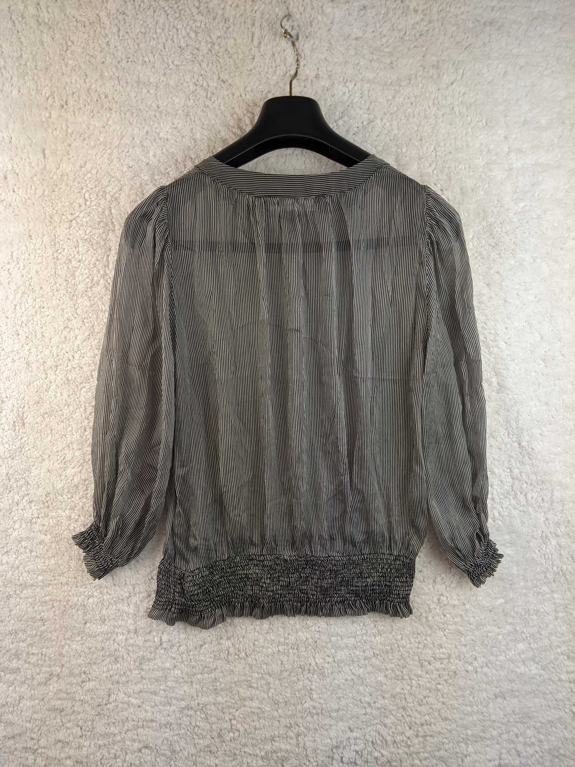 Back view of Zara Basic black striped blouse