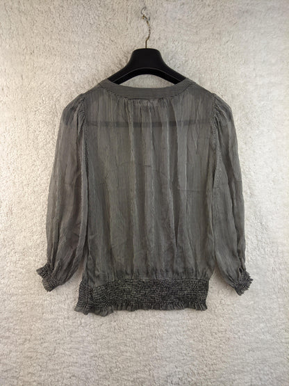 Back view of Zara Basic black striped blouse