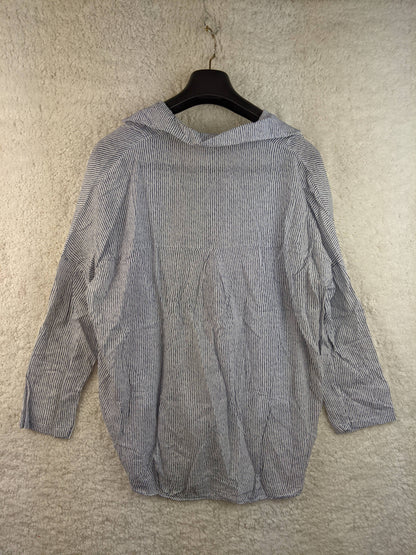 Back view of blue striped blouse