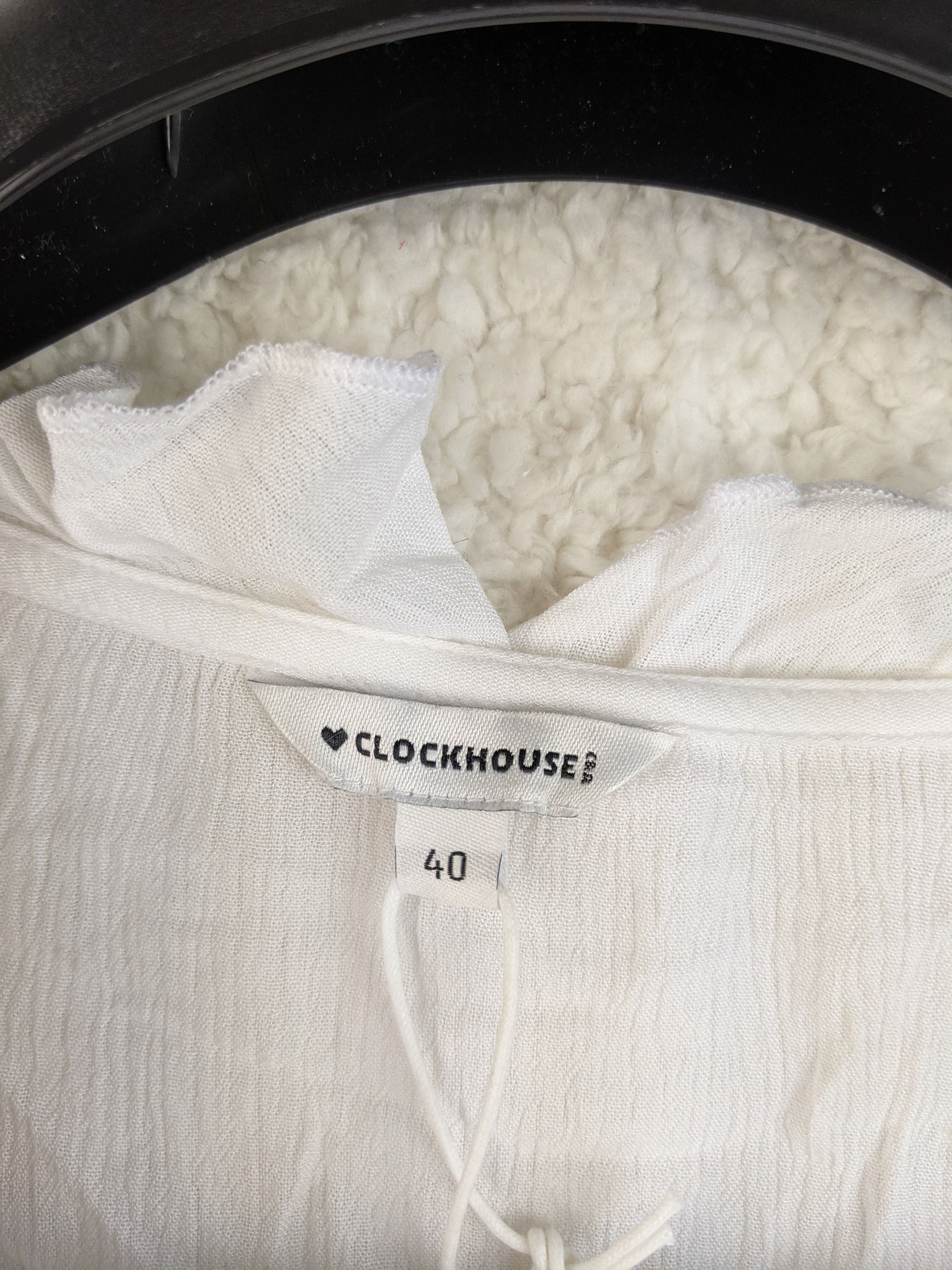 Close-up of Clockhouse brand label