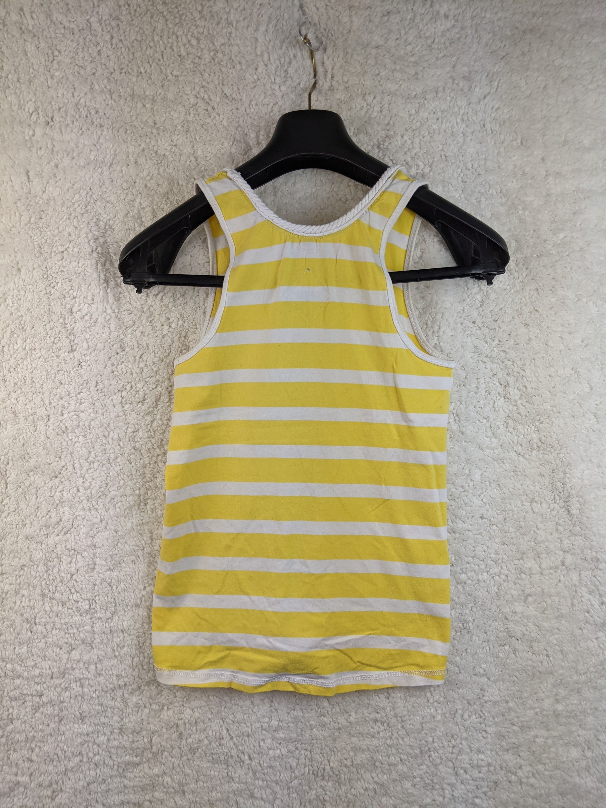 Back view of yellow striped tank top