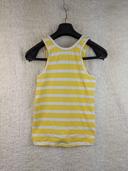 Back view of yellow striped tank top