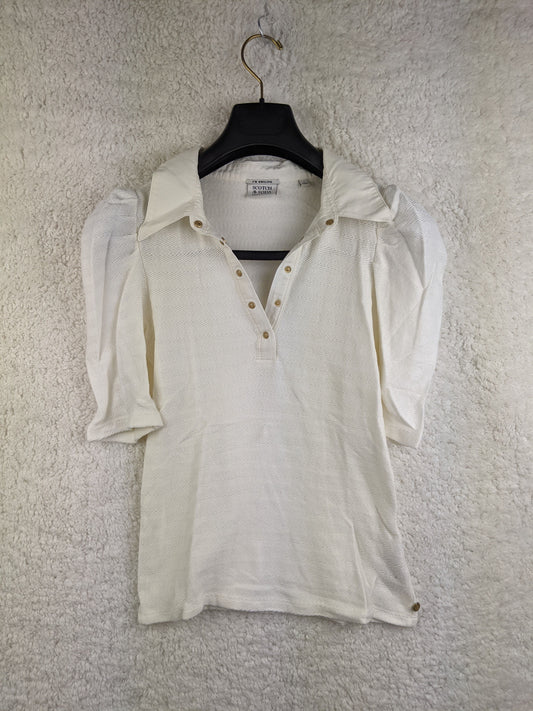 Front view of Scotch & Soda white collared blouse