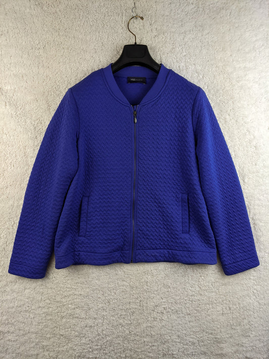 Front view of M&S Collection blue textured jacket