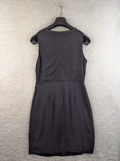 Back view of black embellished dress