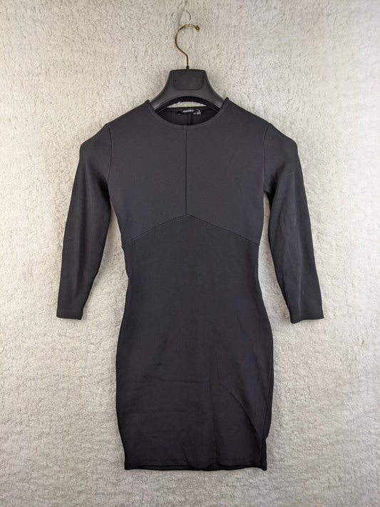 Front view of black bodycon dress