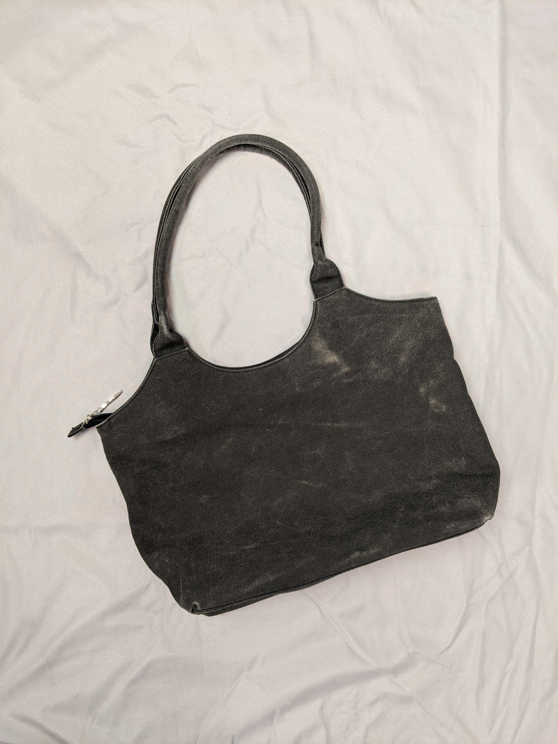 Back view of vintage black tote bag