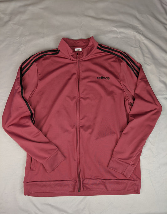 Front view of maroon Adidas track jacket