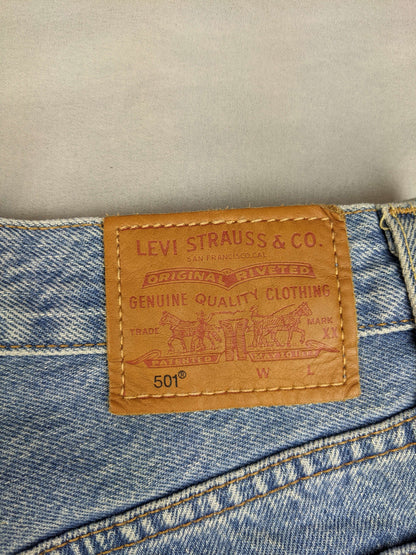 Close-up of Levi's patch on shorts