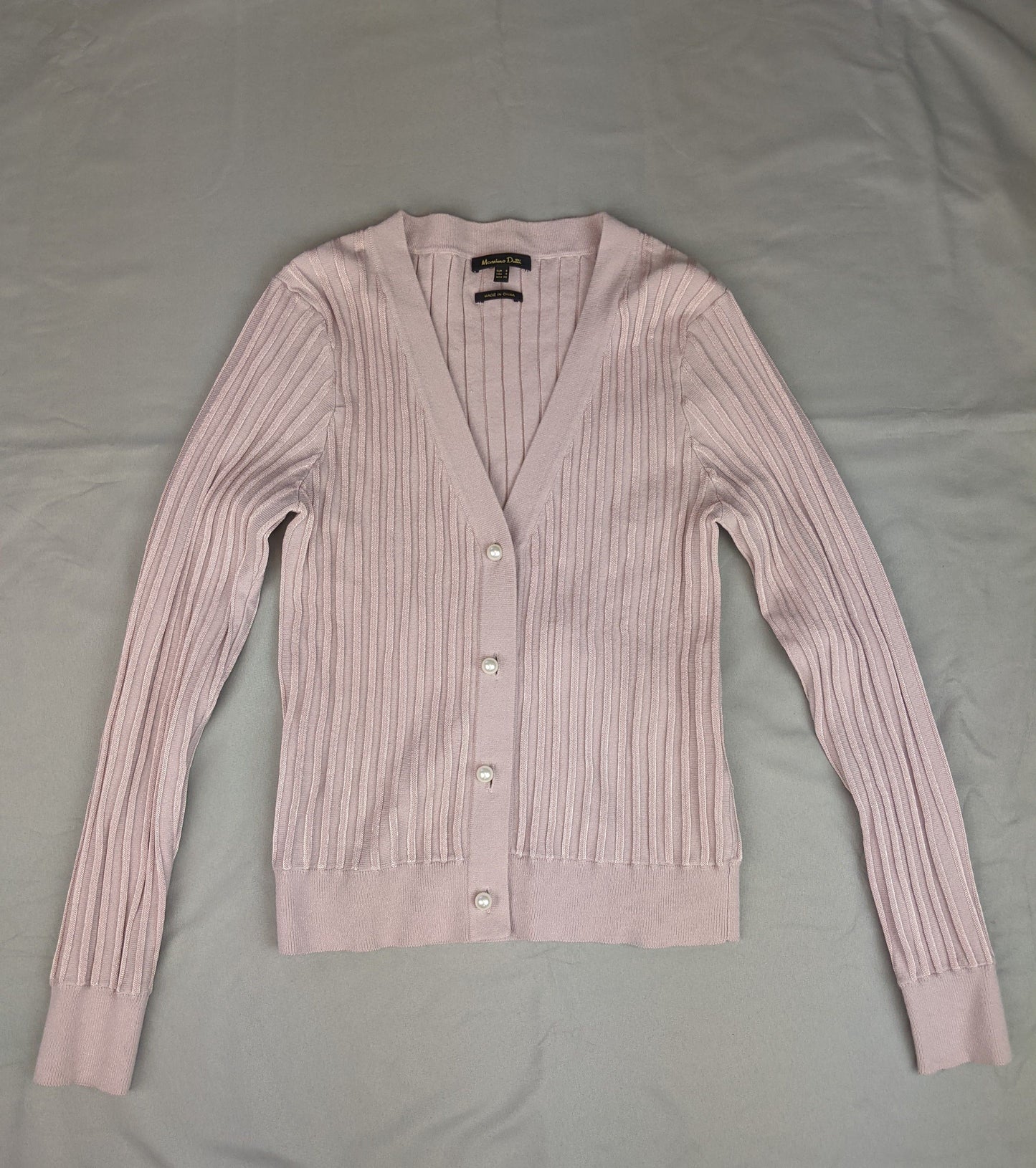Light pink ribbed cardigan