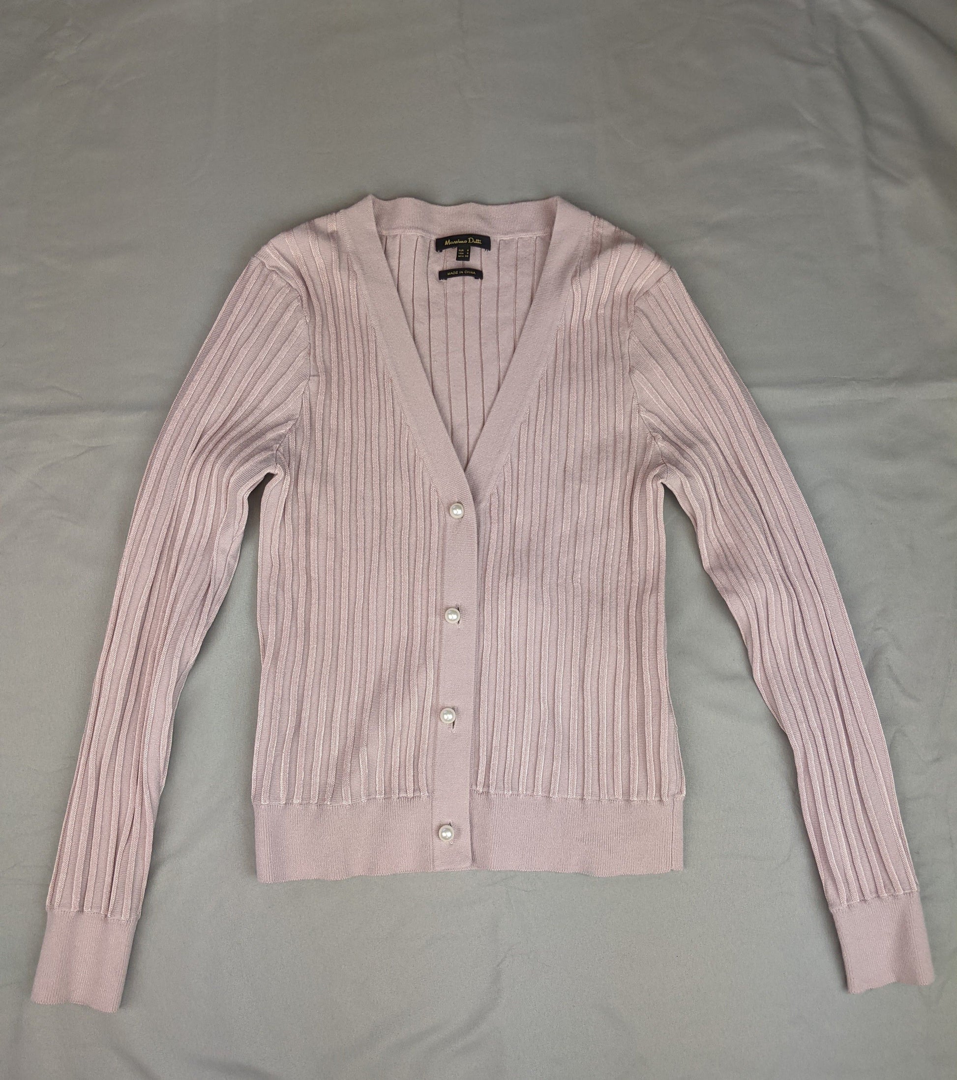 Light pink ribbed cardigan